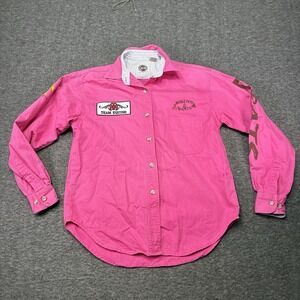 Rod's Western Shirt Womens Medium Pink Team Equine Bridle Path Brats Long Sleeve